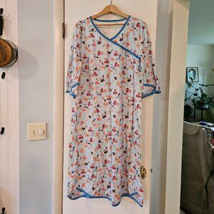 Garnet Hill floral Asian wrap nightgown